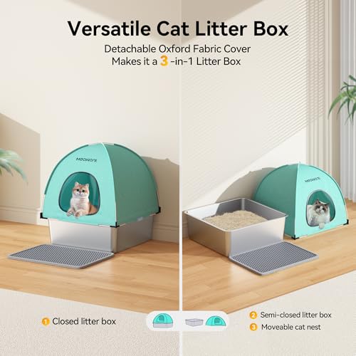 Arenero metálico cerrado para gato Meowant XXL con tapa miniatura 5