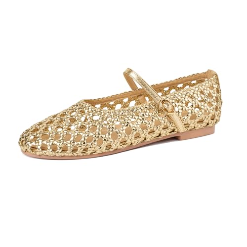 Image of Ballet Flats Mesh Shoes for Women Mary Janes Flats | Wide Feet Options, Woven Mesh Flats, Soft Cushion, Comfortable Ballerina Flats, Casual, Dress Shoes, Daily, Work, Versatile