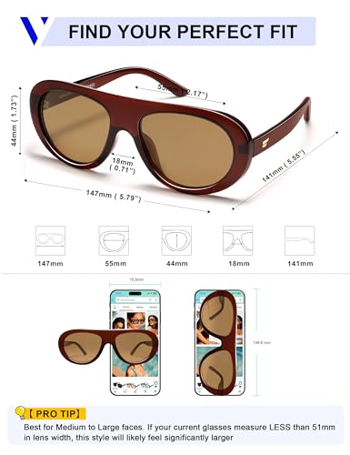 Image of VANLINKER Oversized Retro Aviator Sunglasses for Women Men Chic 70s Vintage Style Trendy 2026 Chunky Sun Glasses VL9865