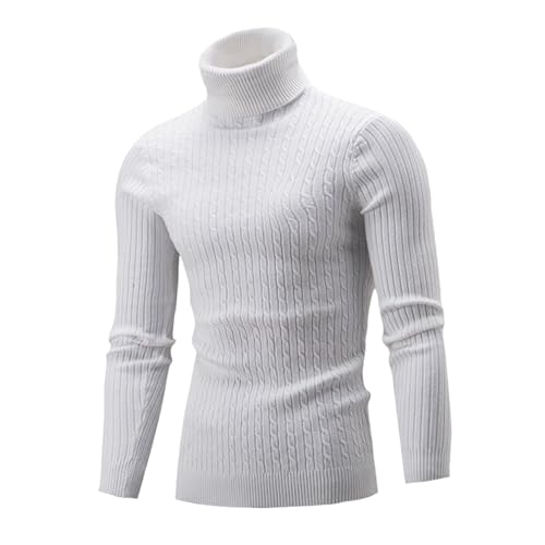 Men's Casual Slim Fit Turtleneck Pullover Sweaters Tops with Twist Patterned Slim Fit Soft Knitted Basic Pullover Sweater