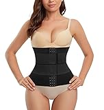 Junlan Bauchgürtel, flach, Damen, unsichtbar, Bauchgürtel, Bauchweggürtel, Postpartum, Schwarz mit Belt, 46