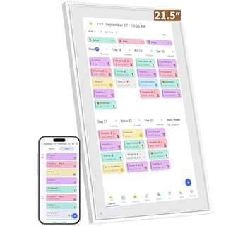 Calendario Digitale intelligente, schermo HD da 21,5 pollici, Planner da Parete e da Tavolo con Touchscreen, Sincronizzazione Smart, Foto, Video Frame e Gestione Attività, programma pasti