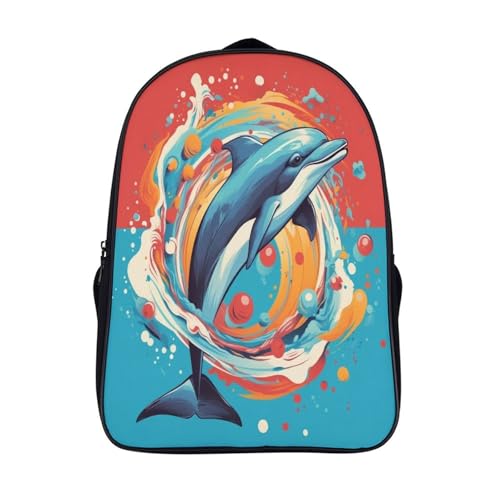 Sac à dos dauphin 3D pour école et collège, grand cartable mixte de 40x28x16 cm