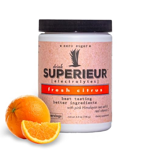 Superieur Electrolytes Plant Based Electrolyte Supplement w/Sea Minerals for Hydration & Recovery Keto Friendly Non-GMO Zero Sugar Vegan Healthy Sports Drink Powder Citrus (70 Servings)