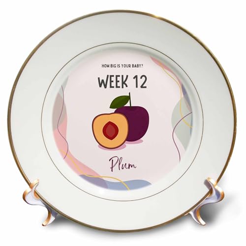 3dRose Image of Plum How Big is Your Baby Week 12 - Plates (cp-388464-1)