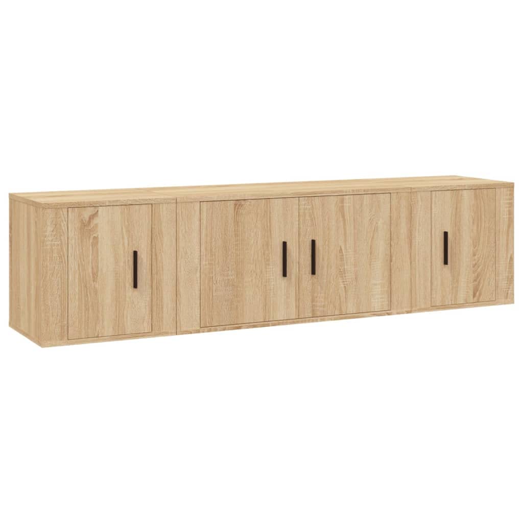 GKHPYURE TV-Möbel-Set, 3-teilig, Sonoma-Eiche, Holz, mehrschichtig | Wanddesign, praktische Türen, großer Stauraum, einfache Montage