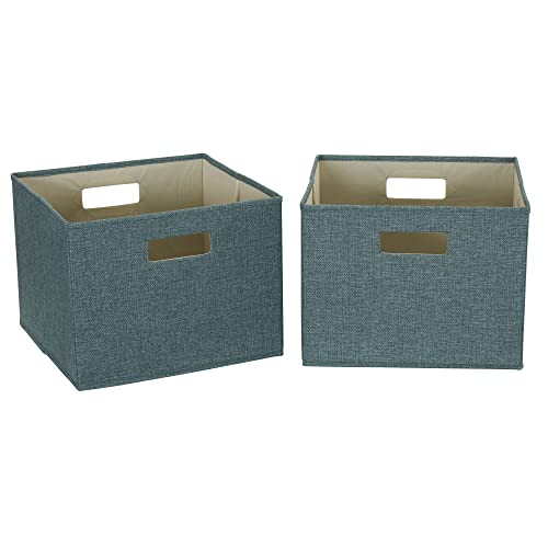 Household Essentials Fabric Storage Bins 2 Piece Set, Strong Poly-Woven Fabric, Sturdy Chipboard Sides #TOP18