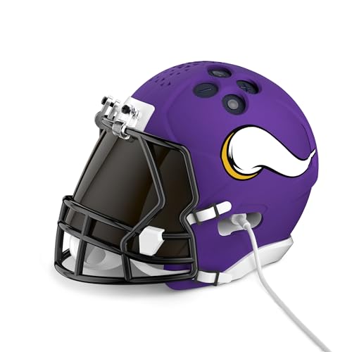Image of NFL Echo Dot Bundle: Includes Echo Dot | Deep Sea Blue and Limited-Edition NFL Helmet Stand | Minnesota Vikings