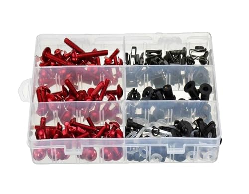 オートバイ に適合する YZFR1 R3 R6 R25 FZ1 6 8 MT Nmax Tmax XMAX XJR FJR YFZ 223pcsコンプリートフェアリングボルトキットファスナークリップスクリューナットキットセット アクセサリー(赤)
