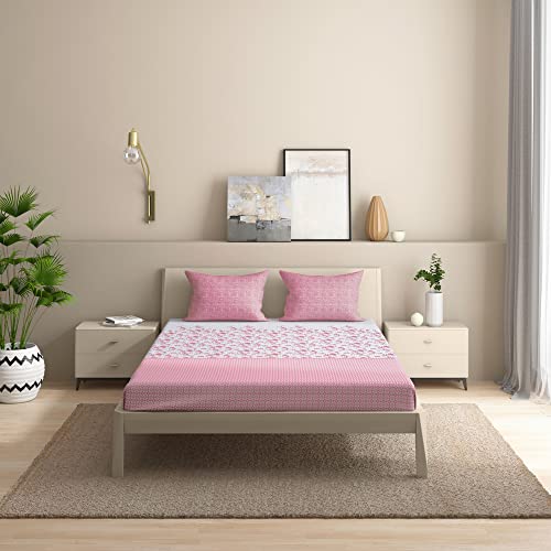 Image of Wakefit Florenza 100% Cotton 200 TC Flat Bedsheet with 2 Pillow Covers
