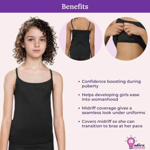 Image of Adira | Beginners Camisole | Teenagers Cami with Light Flat Padding | Prevents Show of Nipple Buds | Stretchy Cotton for Daily Use at School | Pack of 1