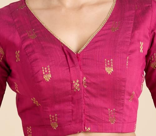 Image of Studio Shringaar Women's Handloom Cotton Silk Readymade Saree Blouse