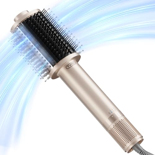 TYMO Warmluftborstel Föhnborstel, Lichte Heißluftborstel voor Drogen & Stylen in één, 5-in-1 Volumeborstel met Turbomotor, Snel & Haarvriendelijk Föhnen, Stijlen, Krullen, Volume Creëren, Goud