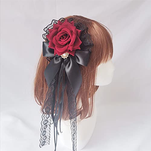 Amazon.com : Lolita Gothic Lace Pearl Hairpin Handmade Black Red