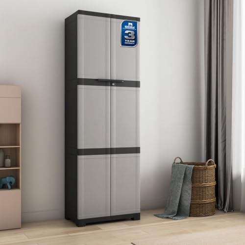 Image of Nilkamal Freedom Large (FML) Plastic Wardrobe for Storage|3-Year Warranty|Clothes Organizer|Shelves|Cupboard|Almirah|for Home, Living Room, Bed Room|Adult & Kids|Grey /Charcoal Grey