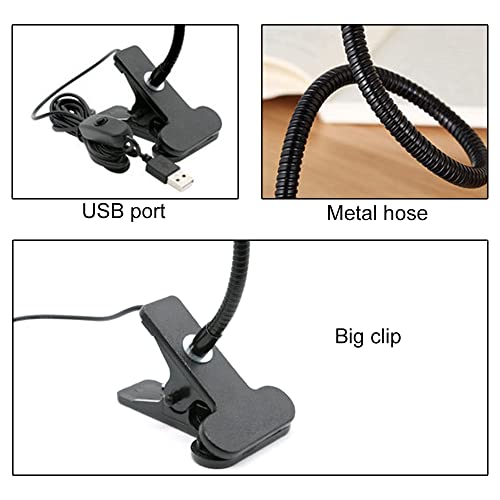 Image of PINDIA Plastic Desk Lamp, LED Reading Light, Aglaia 4W Eye-Caring Clip-on Book Light, Flexible Neck, Perfect for Bookworms, Black