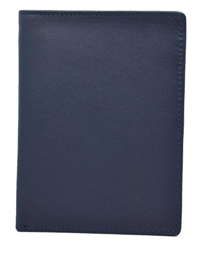 Image of Royce Leather Rfid Blocking Bifold Passport Currency Travel Wallet Bi-Fold Wallet, Blue