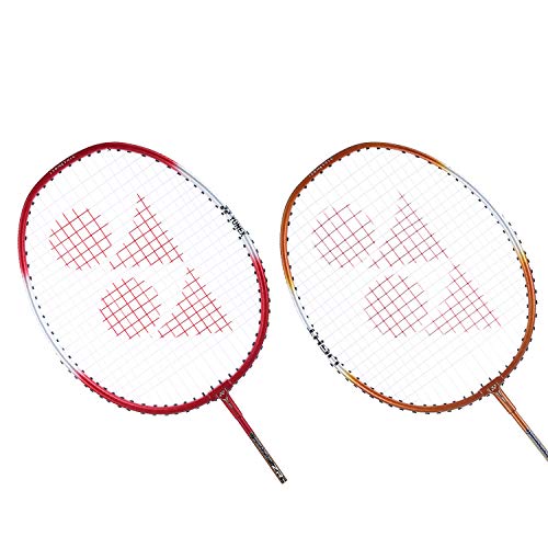 Image of YONEX ZR 100 Light Aluminium Blend Badminton Racquet with Full Cover (Red /Orange) - Set of 2