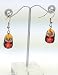 Matryoshka RUSSIAN Hand Painted Earrings Black with Red Flowers Nesting Dolls Shape