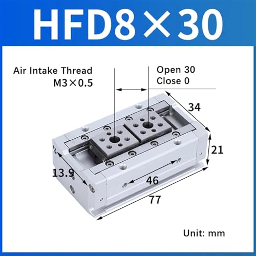 Vérin pneumatique HFD8x30 haute précision avec double guidage intégré - 3