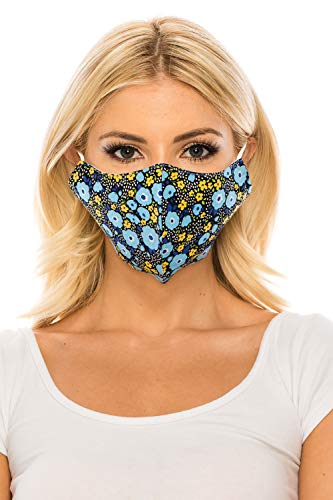 Unik Multi Variety Pack Cloth Face Covers, 3 Pack, Filter Pockets, 100% Cotton, 2 Layer, Washable, Reusable Adult Face Cover, Olive Paradise/Blue Gem/Five Pedals-Adult Size #TOP2