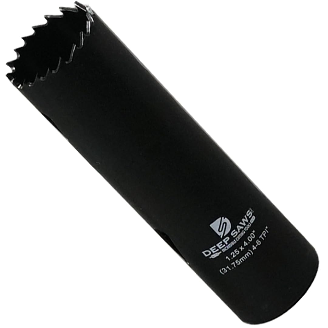 Deep Saws 4" Deep 4-6 TPI Hole Saw for Steel, Stainless Steel, Aluminum, Wood, Plastic, Fabrication, and Construction (1.25")