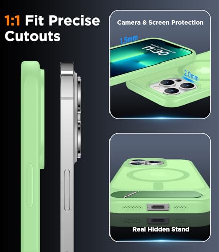 Image of Magnetic Compatible with iPhone 13 Pro Max Case, [Built-in Invisible Kickstand][Compatible with MagSafe][Military Grade Shockproof] Slim Translucent Matte Phone Case for iPhone 13 Pro Max 6.7 inch