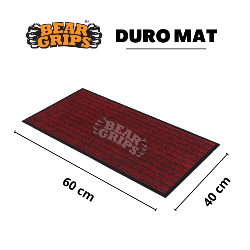 Image of BEAR GRIPS Duro 7 Striped Double-Colored Door, Home and Office mat Anti-Slip PVC Backing for dust Removal, wear-Resistant Main Door, and Kitchen Rug, 6mm Thick, Color : Red & Black, Size 40 X 60 cm