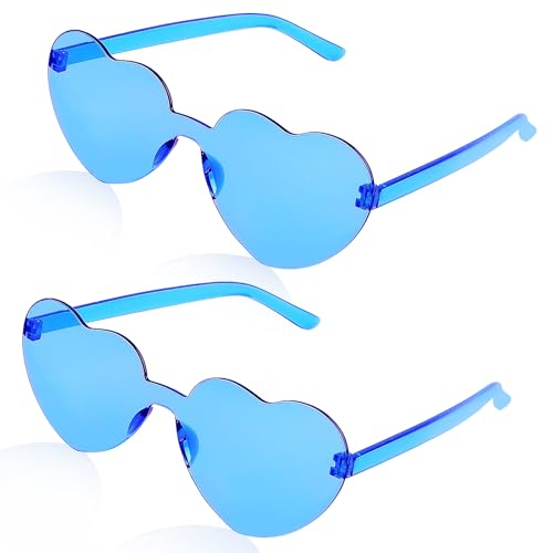 Semato 2 Pcs Blue Heart Shaped Sunglasses