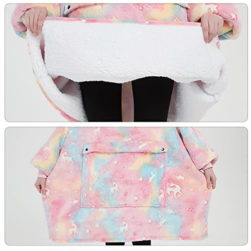 Image of KFUBUO Wearable Blanket Hoodie for Adults With Pocket Glow in the Dark | Sherpa, Fuzzy Blanket, Oversized Sweatshirt Blanket, Kangaroo Pouch, Cute Birthday Gifts for Women, Cute Stuff