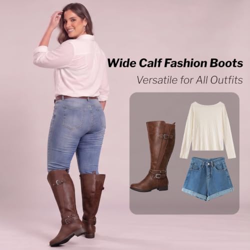 Image of Luoika Women's Extra Wide Calf Heeled Knee High Boots.