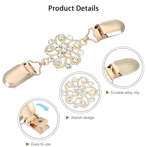 Image of 4PCS Cinch Clip for Shirt, Golden Brooch for Women, Cloth Adjustable Clip, Dress Clip for Adjusting, Sweater Clips Cinch Clips