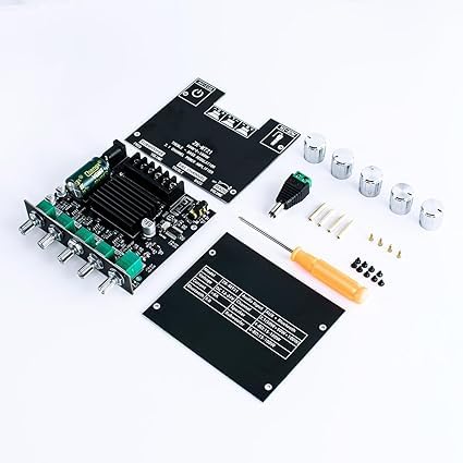Image of SP Electron Bluetooth Power Amplifier Board with Subwoofer 2.1 Channel 50Wx2+100W, 12V-24V Audio Power Amplifier Module with Treble and Bass Control for DIY Bluetooth Audio and Store Home Theater
