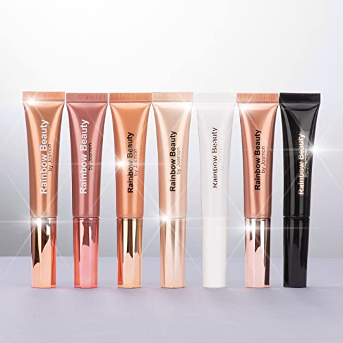 Josmon Beauty Highlighter Wand,Liquid Highlighter Liquid Blush Bronzer Matte Contour Wand With Soft Cushion Applicator,Creamy And Longwear Formula For Face Makeup,Shimmer Finish Highlight And Glow, Comes In 7 Colors, 0.4Oz #TOP2