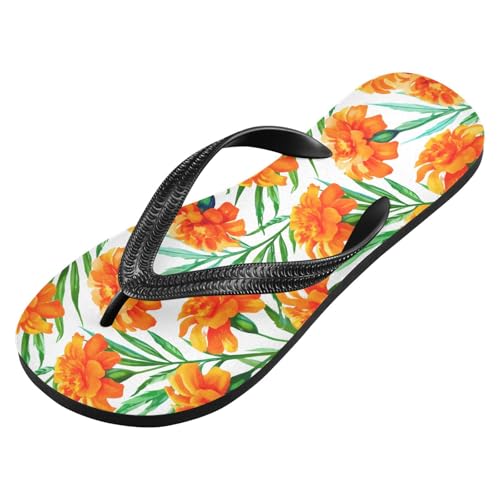 Sinestour Flower Orange Leaf Flip Flops for Beach Thong Sandals Anti-slip Lightweight Flat Slippers for Indoor Outdoor House2