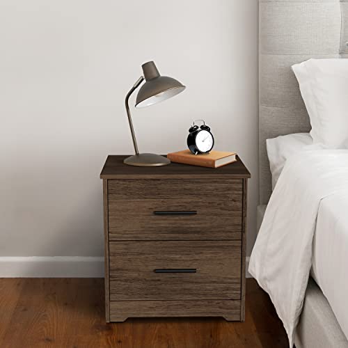 Verel Brown Nightstand with Drawers, Espresso Tall Bedroom Nightstand
