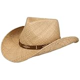 Stetson Chestercole Chapeau Cowboy de Paille Raphia Bande en Cuir Homme Printemps Ete