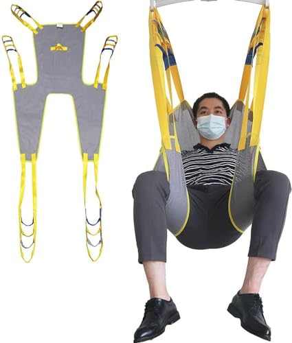 Ganzkörper-Patienten-Hebeband mit Kopf- und Rückenstütze, Toiletten- und Transfer-Hebeschlinge, geteiltes Bein-Design für Toilettenzugang, 6 Gurte für sicheres Heben, ideal für Rehabilitation und