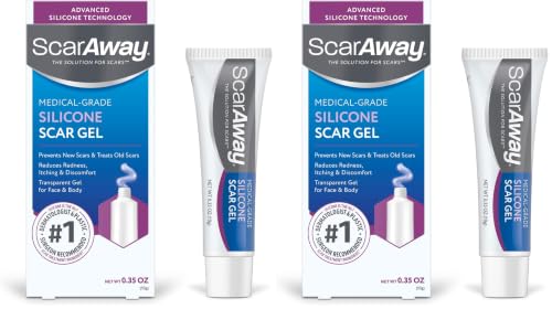 Image of ScarAway Silicone Scar Gel, Helps Improve Size, Color & Texture of Hypertrophic & Keloid Scars from Injury, Burns & Surgery, Water Resistant, 10g (0.35 Oz) (Pack of 2)