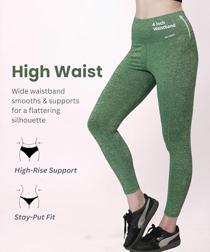 Image of Glamoras Women Polyester Spandex High Waist Gym Legging with Side Pocket, 4-Way Stretch, Squat-Proof, Moisture-Wicking Yoga Pants, Workout Tights for Running, Gym, Fitness, Training, Yoga & Activewear