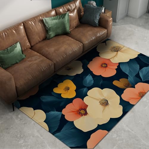 Tapis de chambre style ferme moderne déco fleurie 160x200 - 6