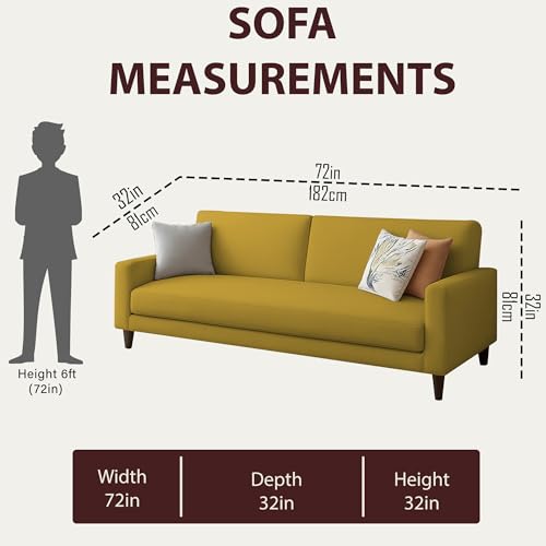 Image of Kathleen 3 Seater Sofa Set for Living Room - Foldable Convertible Couch Furniture for Home, Office or Guest Use, Modern Designer Stylish Comfortable (Yellow)