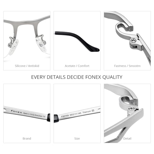 Image of FONEX Pure Titanium Glasses Frame Men Square Eyeglasses Optical Eyewear F85775