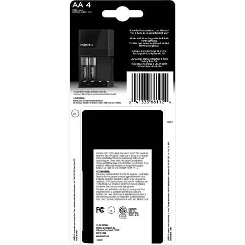 Duracell Ion Speed 1000 Battery Charger For Aa And Aaa Batteries, Includes 4 Pre-Charged Aa Rechargeable Batteries, For Household And Business Devices #TOP1