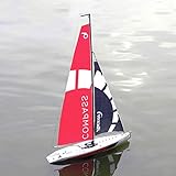 ELVVT 2.4G RC Simulation Unpowered Sailboat 4CH Remote Control Boat Compass Pre-Assembled Sailboat DIY Wireless Toy Adults Christmas Birthday Gift Toy