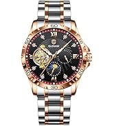 GLENAW Automatic Watches for Men, Rhinestones Markers Waterproof Watches for Men Stainless Steel ...
