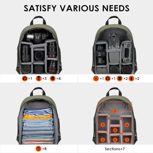 Mochila para cámara réflex digital verde con funda de lluvia 2
