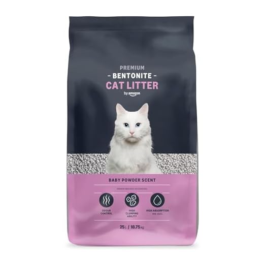 Marca Amazon - Lifelong Arena de bentonita para gatos, Premium con perfume de talco, 25L, Paquete de 1