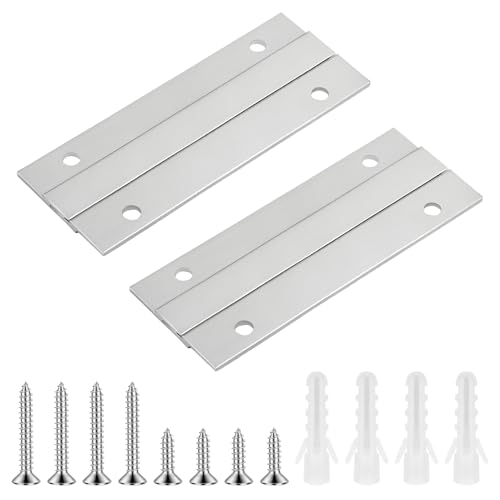 2 Pairs French Cleat Picture Hanger, 4 Inches Aluminum Z Hanger Supports 30lbs Z Brackets Metal Fixing Bracket Perfect for Hanging Pictures, Mirrors, Shelves, whiteboards, Art, Frames (4In-2Pairs)