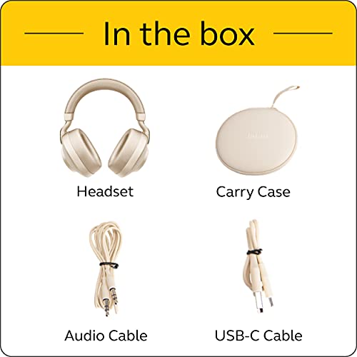 Jabra Elite 85H Wireless Noise-Canceling Headphones, Gold Beige – Over Ear Bluetooth Headphones Compatible With Iphone And Android - Built-In Microphone, Long Battery Life - Rain And Water Resistant #TOP4